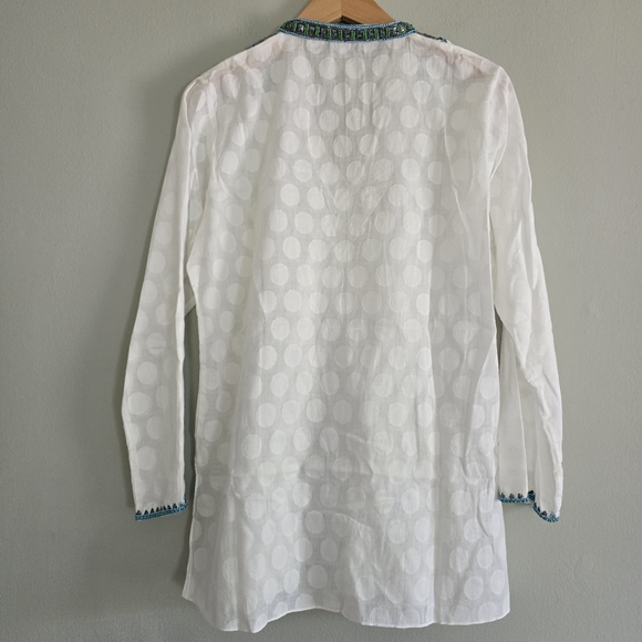 Bella Tu White Cotton Tunic with Exquisite Beadwork,  L - Picture 2 of 13
